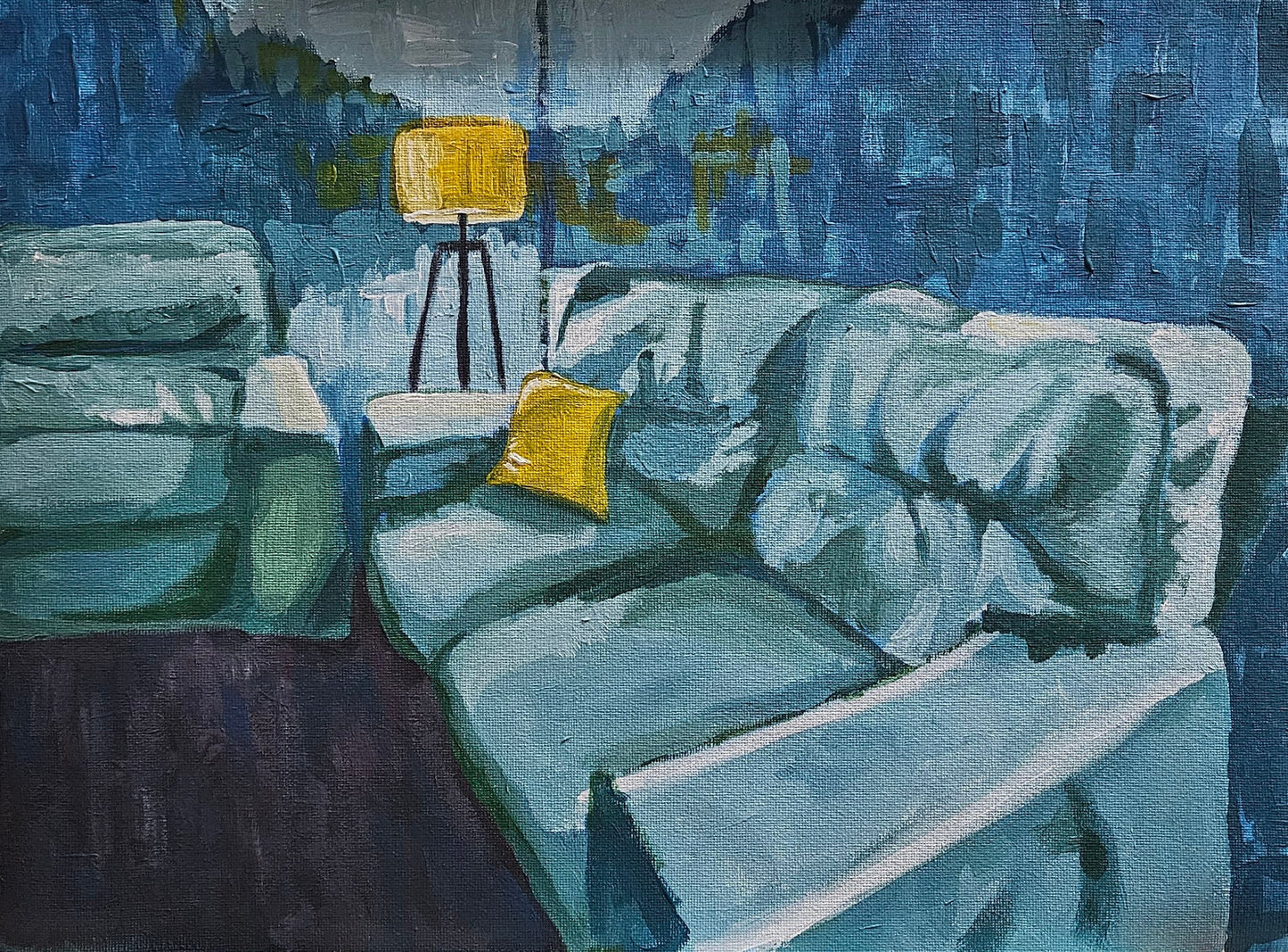 Blue couches mini print